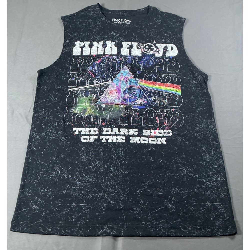 Pink Floyd Dark Side of the Moon Muscle Tee Acid Wash Black M Hybrid Apparel